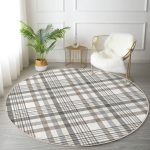 - RealHomes Dijital Baskılı Kaymaz Tabanlı Comfort Yuvarlak Halı - Realhomes  Realhomes Gri Krem Ekose Desenli Dijital Baskılı Modern Ofis Yıkanabilir Kaymaz Tabanlı Yuvarlak Halı Realhomes