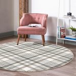 - RealHomes Dijital Baskılı Kaymaz Tabanlı Comfort Yuvarlak Halı - Realhomes  Realhomes Gri Krem Ekose Desenli Dijital Baskılı Modern Ofis Yıkanabilir Kaymaz Tabanlı Yuvarlak Halı Realhomes