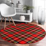 - RealHomes Dijital Baskılı Kaymaz Tabanlı Comfort Yuvarlak Halı - Realhomes Realhomes Kırmızı Zeminli Ekose Desenli Bordo Koridor ve Antre Yıkanabilir Kaymaz Tabanlı Yuvarlak Halı Realhomes