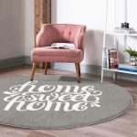 - RealHomes Dijital Baskılı Kaymaz Tabanlı Comfort Yuvarlak Halı - Realhomes Realhomes Home Sweet Dijital Baskılı Gri Koridor ve Antre Yıkanabilir Kaymaz Tabanlı Yuvarlak Halı Realhomes