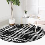 - RealHomes Dijital Baskılı Kaymaz Tabanlı Comfort Yuvarlak Halı - Realhomes  Realhomes Dijital Baskılı Siyah Beyaz Ekose Desenli Ofis Yıkanabilir Kaymaz Tabanlı Yuvarlak Kadife Halı Realhomes