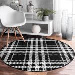 - RealHomes Dijital Baskılı Kaymaz Tabanlı Comfort Yuvarlak Halı - Realhomes  Realhomes Dijital Baskılı Siyah Beyaz Ekose Desenli Ofis Yıkanabilir Kaymaz Tabanlı Yuvarlak Kadife Halı Realhomes