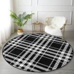 - RealHomes Dijital Baskılı Kaymaz Tabanlı Comfort Yuvarlak Halı - Realhomes  Realhomes Dijital Baskılı Siyah Beyaz Ekose Desenli Ofis Yıkanabilir Kaymaz Tabanlı Yuvarlak Kadife Halı Realhomes