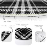 - RealHomes Dijital Baskılı Kaymaz Tabanlı Comfort Yuvarlak Halı - Realhomes  Realhomes Dijital Baskılı Siyah Beyaz Ekose Desenli Ofis Yıkanabilir Kaymaz Tabanlı Yuvarlak Kadife Halı Realhomes