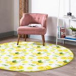 - RealHomes Dijital Baskılı Kaymaz Tabanlı Comfort Yuvarlak Halı - Realhomes Beyaz Zeminde Limonlar Desenli Dijital Baskılı Gold Outdoor Yıkanabilir Kaymaz Tabanlı Yuvarlak Halı Realhomes