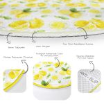 - RealHomes Dijital Baskılı Kaymaz Tabanlı Comfort Yuvarlak Halı - Realhomes Beyaz Zeminde Limonlar Desenli Dijital Baskılı Gold Outdoor Yıkanabilir Kaymaz Tabanlı Yuvarlak Halı Realhomes