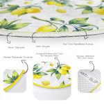 - RealHomes Dijital Baskılı Kaymaz Tabanlı Comfort Yuvarlak Halı - Realhomes Realhomes Beyaz Zeminde Limon Desenli 3D Modern Gold Outdoor Yıkanabilir Kaymaz Tabanlı Yuvarlak Halı Realhomes