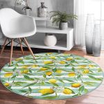 - RealHomes Dijital Baskılı Kaymaz Tabanlı Comfort Yuvarlak Halı - Realhomes Realhomes Yeşil Çizgili Limon Desenli Dijital Baskılı Gold Outdoor Yıkanabilir Kaymaz Tabanlı Yuvarlak Halı Realhomes