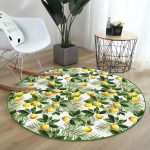 - RealHomes Dijital Baskılı Kaymaz Tabanlı Comfort Yuvarlak Halı - Realhomes  Realhomes Limon Yaprakları Desenli Dijital Baskılı Gold Outdoor Yıkanabilir Kaymaz Tabanlı Yuvarlak Halı Realhomes