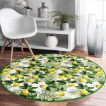 - RealHomes Dijital Baskılı Kaymaz Tabanlı Comfort Yuvarlak Halı - Realhomes  Realhomes Limon Yaprakları Desenli Dijital Baskılı Gold Outdoor Yıkanabilir Kaymaz Tabanlı Yuvarlak Halı Realhomes