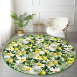 - RealHomes Dijital Baskılı Kaymaz Tabanlı Comfort Yuvarlak Halı - Realhomes  Realhomes Limon Yaprakları Desenli Dijital Baskılı Gold Outdoor Yıkanabilir Kaymaz Tabanlı Yuvarlak Halı Realhomes