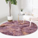 - RealHomes Dijital Baskılı Kaymaz Tabanlı Comfort Yuvarlak Halı - Realhomes  Altın Yaldızlı Mermer Desenli Dijital Baskılı Pembe Salon ve Oturma Odası Yıkanabilir Kaymaz Tabanlı Yuvarlak Halı Realhomes