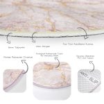 - RealHomes Dijital Baskılı Kaymaz Tabanlı Comfort Yuvarlak Halı - Realhomes  Altın Yaldızlı Açık Renk Mermer Desenli Pembe Salon ve Oturma Odası Yıkanabilir Kaymaz Tabanlı Yuvarlak Halı Realhomes