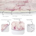 - RealHomes Dijital Baskılı Kaymaz Tabanlı Comfort Yuvarlak Halı - Realhomes  Modern Mermer Görünümlü Dijital Baskılı Pembe Salon ve Oturma Odası Yıkanabilir Kaymaz Tabanlı Yuvarlak Halı Realhomes