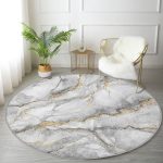 - RealHomes Dijital Baskılı Kaymaz Tabanlı Comfort Yuvarlak Halı - Realhomes  Modern Mermer Desenli Dijital Baskılı Gri Salon ve Oturma Odası Yıkanabilir Kaymaz Tabanlı Yuvarlak Halı Realhomes