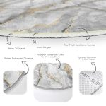 - RealHomes Dijital Baskılı Kaymaz Tabanlı Comfort Yuvarlak Halı - Realhomes  Modern Mermer Desenli Dijital Baskılı Gri Salon ve Oturma Odası Yıkanabilir Kaymaz Tabanlı Yuvarlak Halı Realhomes