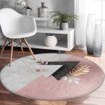 - RealHomes Dijital Baskılı Kaymaz Tabanlı Comfort Yuvarlak Halı - Realhomes  Modern Üçgen Mermer Desenli 3D Dijital Baskılı Gri Salon ve Oturma Odası Yıkanabilir Kaymaz Tabanlı Yuvarlak Halı Realhomes