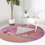 - RealHomes Dijital Baskılı Kaymaz Tabanlı Comfort Yuvarlak Halı - Realhomes  Pembe Zeminli Üçgen Mermer Motifli Modern Salon ve Oturma Odası Yıkanabilir Kaymaz Tabanlı Yuvarlak Halı Realhomes