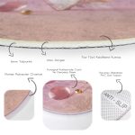 - RealHomes Dijital Baskılı Kaymaz Tabanlı Comfort Yuvarlak Halı - Realhomes  Pembe Zeminli Üçgen Mermer Motifli Modern Salon ve Oturma Odası Yıkanabilir Kaymaz Tabanlı Yuvarlak Halı Realhomes