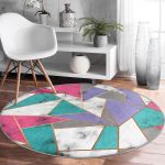 - RealHomes Dijital Baskılı Kaymaz Tabanlı Comfort Yuvarlak Halı - Realhomes Realhomes Geometrik Şekilli Mermer Baskılı Modern Pembe Salon ve Oturma Odası Yıkanabilir Kaymaz Tabanlı Yuvarlak Halı Realhomes