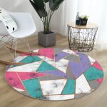 - RealHomes Dijital Baskılı Kaymaz Tabanlı Comfort Yuvarlak Halı - Realhomes Realhomes Geometrik Şekilli Mermer Baskılı Modern Pembe Salon ve Oturma Odası Yıkanabilir Kaymaz Tabanlı Yuvarlak Halı Realhomes