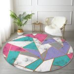 - RealHomes Dijital Baskılı Kaymaz Tabanlı Comfort Yuvarlak Halı - Realhomes Realhomes Geometrik Şekilli Mermer Baskılı Modern Pembe Salon ve Oturma Odası Yıkanabilir Kaymaz Tabanlı Yuvarlak Halı Realhomes