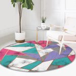 - RealHomes Dijital Baskılı Kaymaz Tabanlı Comfort Yuvarlak Halı - Realhomes Realhomes Geometrik Şekilli Mermer Baskılı Modern Pembe Salon ve Oturma Odası Yıkanabilir Kaymaz Tabanlı Yuvarlak Halı Realhomes