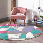 - RealHomes Dijital Baskılı Kaymaz Tabanlı Comfort Yuvarlak Halı - Realhomes Realhomes Geometrik Şekilli Mermer Baskılı Modern Pembe Salon ve Oturma Odası Yıkanabilir Kaymaz Tabanlı Yuvarlak Halı Realhomes