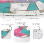 - RealHomes Dijital Baskılı Kaymaz Tabanlı Comfort Yuvarlak Halı - Realhomes Realhomes Geometrik Şekilli Mermer Baskılı Modern Pembe Salon ve Oturma Odası Yıkanabilir Kaymaz Tabanlı Yuvarlak Halı Realhomes