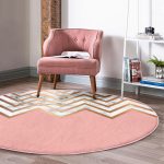 - RealHomes Dijital Baskılı Kaymaz Tabanlı Comfort Yuvarlak Halı - Realhomes  Gold ve Pembe Renkli Mermer Desenli Modern Salon Oturma Odası Yıkanabilir Kaymaz Tabanlı Yuvarlak Halı Realhomes