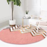 - RealHomes Dijital Baskılı Kaymaz Tabanlı Comfort Yuvarlak Halı - Realhomes  Gold ve Pembe Renkli Mermer Desenli Modern Salon Oturma Odası Yıkanabilir Kaymaz Tabanlı Yuvarlak Halı Realhomes