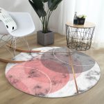 - RealHomes Dijital Baskılı Kaymaz Tabanlı Comfort Yuvarlak Halı - Realhomes Geometrik Mermer Desenli Dijital Baskılı Pembe Salon ve Oturma Odası Yıkanabilir Kaymaz Tabanlı Yuvarlak Halı Realhomes