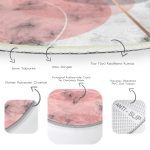 - RealHomes Dijital Baskılı Kaymaz Tabanlı Comfort Yuvarlak Halı - Realhomes Geometrik Mermer Desenli Dijital Baskılı Pembe Salon ve Oturma Odası Yıkanabilir Kaymaz Tabanlı Yuvarlak Halı Realhomes