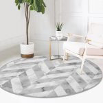 - RealHomes Dijital Baskılı Kaymaz Tabanlı Comfort Yuvarlak Halı - Realhomes  Geometrik Desenli Mermer Zeminli Modern Gri Salon ve Oturma Odası Yıkanabilir Kaymaz Tabanlı Yuvarlak Halı Realhomes