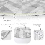 - RealHomes Dijital Baskılı Kaymaz Tabanlı Comfort Yuvarlak Halı - Realhomes  Geometrik Desenli Mermer Zeminli Modern Gri Salon ve Oturma Odası Yıkanabilir Kaymaz Tabanlı Yuvarlak Halı Realhomes