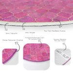 - RealHomes Dijital Baskılı Kaymaz Tabanlı Comfort Yuvarlak Halı - Realhomes Realhomes Pembe Altın Varaklı Ogea Desenli Mutfak Yıkanabilir Kaymaz Tabanlı Yuvarlak Kadife Halı Realhomes