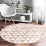 - RealHomes Dijital Baskılı Kaymaz Tabanlı Comfort Yuvarlak Halı - Realhomes  Realhomes Üçgen Pudra Renkler Özel Tasarımlı Pembe Mutfak Yıkanabilir Kaymaz Tabanlı Yuvarlak Kadife Halı Realhomes