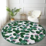 - RealHomes Dijital Baskılı Kaymaz Tabanlı Comfort Yuvarlak Halı - Realhomes  Realhomes Kaktüs Desenli Watercolor Renkli Modern Yeşil Outdoor Yıkanabilir Kaymaz Tabanlı Yuvarlak Halı Realhomes