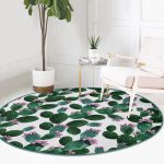 - RealHomes Dijital Baskılı Kaymaz Tabanlı Comfort Yuvarlak Halı - Realhomes  Realhomes Kaktüs Desenli Watercolor Renkli Modern Yeşil Outdoor Yıkanabilir Kaymaz Tabanlı Yuvarlak Halı Realhomes