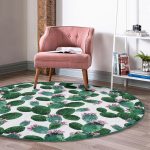 - RealHomes Dijital Baskılı Kaymaz Tabanlı Comfort Yuvarlak Halı - Realhomes  Realhomes Kaktüs Desenli Watercolor Renkli Modern Yeşil Outdoor Yıkanabilir Kaymaz Tabanlı Yuvarlak Halı Realhomes