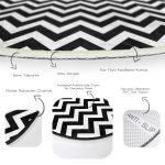 - RealHomes Dijital Baskılı Kaymaz Tabanlı Comfort Yuvarlak Halı - Realhomes  Modern Zikzak Desenli Dijital Baskılı Siyah Salon ve Oturma Odası Yıkanabilir Kaymaz Tabanlı Yuvarlak Halı Realhomes