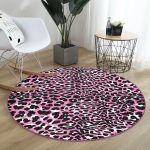 - RealHomes Dijital Baskılı Kaymaz Tabanlı Comfort Yuvarlak Halı - Realhomes  Realhomes Pembe Renkli Leopar Desenli Modern Çocuk ve Genç Odası Yıkanabilir Kaymaz Tabanlı Yuvarlak Halı Realhomes