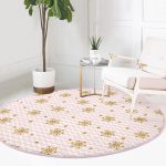 - RealHomes Dijital Baskılı Kaymaz Tabanlı Comfort Yuvarlak Halı - Realhomes  Realhomes Zikzak Pudra Zeminli Altın Detaylı Modern Pembe Mutfak Yıkanabilir Kaymaz Tabanlı Yuvarlak Halı Realhomes