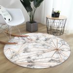 - RealHomes Dijital Baskılı Kaymaz Tabanlı Comfort Yuvarlak Halı - Realhomes  Mermer Zeminde Altın Geometrik Şekiller Özel Tasarımlı Gri Mutfak Yıkanabilir Kaymaz Tabanlı Yuvarlak Halı Realhomes