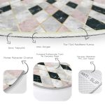 Realhomes Mermer Zeminli Baklava Desenli Özel Tasarım Renkli Mutfak Yıkanabilir Kaymaz Tabanlı Yuvarlak Halı Realhomes