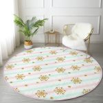 - RealHomes Dijital Baskılı Kaymaz Tabanlı Comfort Yuvarlak Halı - Realhomes  Realhomes Pembe Mavi Zeminde Kar Tanesi Detaylı Modern Mutfak Yıkanabilir Kaymaz Tabanlı Yuvarlak Halı Realhomes