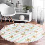 - RealHomes Dijital Baskılı Kaymaz Tabanlı Comfort Yuvarlak Halı - Realhomes  Realhomes Pembe Mavi Zeminde Kar Tanesi Detaylı Modern Mutfak Yıkanabilir Kaymaz Tabanlı Yuvarlak Halı Realhomes