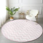 Realhomes Home Sweet Dijital Baskılı Pembe Yatak Odası Yıkanabilir Kaymaz Tabanlı Yuvarlak Halı Realhomes