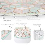 Realhomes Geometrik Desenli 3D Özel Tasarımlı Modern Pembe Mutfak Yıkanabilir Kaymaz Tabanlı Yuvarlak Halı Realhomes