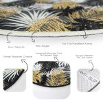 - RealHomes Dijital Baskılı Kaymaz Tabanlı Comfort Yuvarlak Halı - Realhomes  Siyah Zeminde Palmiye Yaprakları Özel Tasarım Salon ve Oturma Odası Yıkanabilir Kaymaz Tabanlı Yuvarlak Halı Realhomes